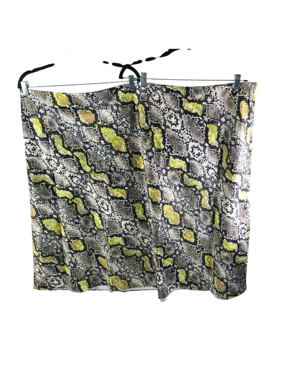 Universal Standard CeeCee Midi Bias Skirt Snake Print Gray Yellow Size 38